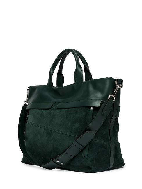 DUNA Bolso de piel con bandolera de color verde oscuro - Bolsos Mujer