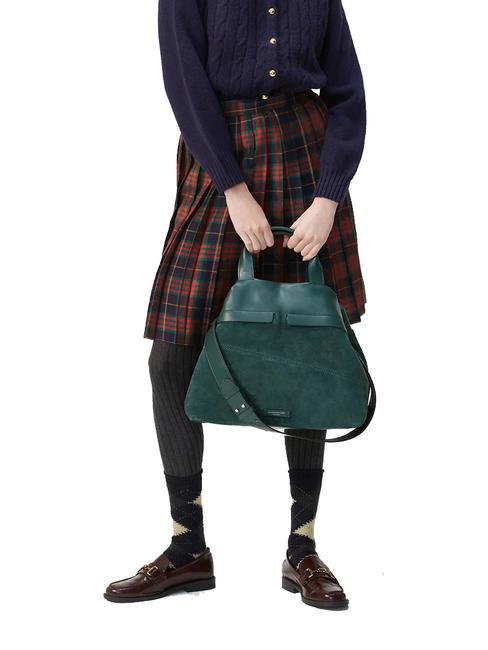 DUNA Bolso de piel con bandolera de color verde oscuro - Bolsos Mujer