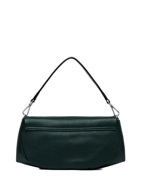 ADELE Bolso de mano de piel con bandolera de metal de color verde oscuro - Bolsos Mujer