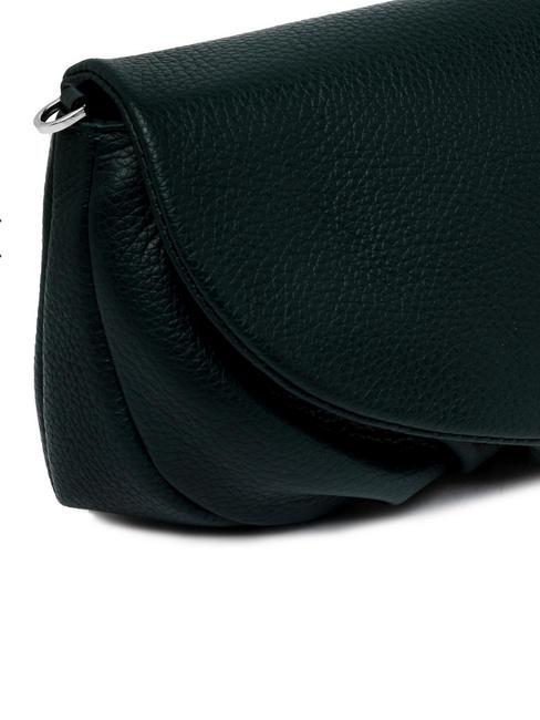 ADELE Bolso de mano de piel con bandolera de metal de color verde oscuro - Bolsos Mujer
