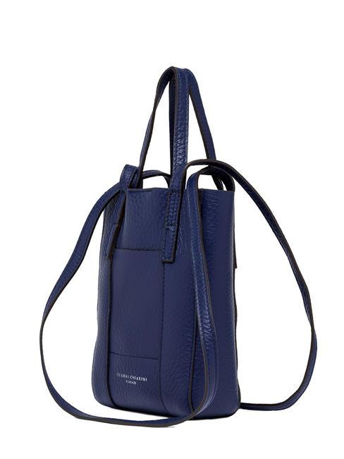 SUPERLIGHT Bolso de piel martillada con doble asa galaxia azul-t.moro - Bolsos Mujer