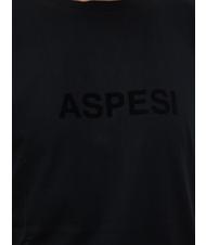 ASPESI BASIC FLOCK Camiseta de algodón con logo negro - camiseta - 2