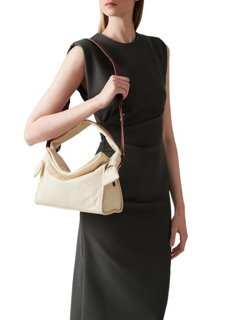 LOVER NYLON Bolso hobo peque&ntilde;o con bandolera manzanilla/cuero - Bolsos Mujer