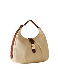 BORBONESE HOBO CORTINA MEDIUM Bolso bandolera mediano manzanilla/cuero - Bolsos Mujer - 2