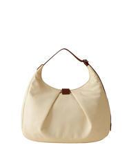 BORBONESE HOBO CORTINA MEDIUM Bolso bandolera mediano manzanilla/cuero - Bolsos Mujer - 3