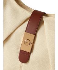 BORBONESE HOBO CORTINA MEDIUM Bolso bandolera mediano manzanilla/cuero - Bolsos Mujer - 4