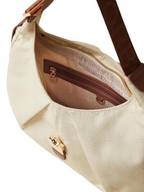 HOBO CORTINA MEDIUM Bolso bandolera mediano manzanilla/cuero - Bolsos Mujer
