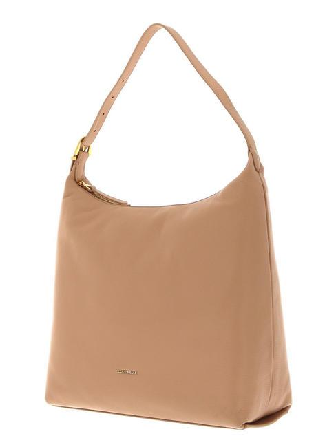 GLEEN Bolso hobo de piel granulada tostado - Bolsos Mujer