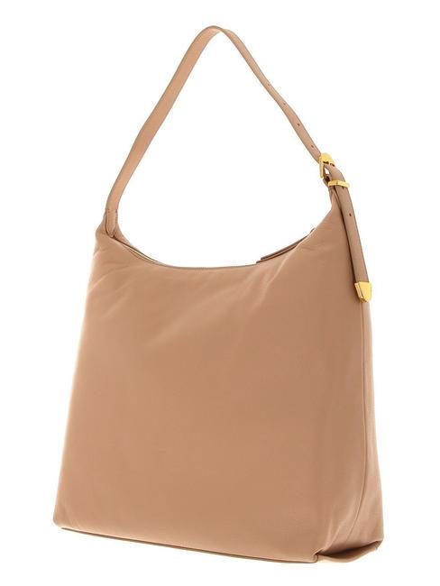 GLEEN Bolso hobo de piel granulada tostado - Bolsos Mujer