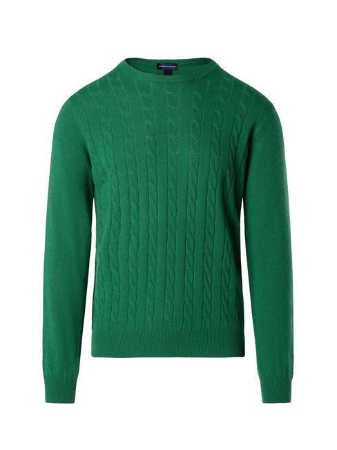 CABLE Jersey de ochos con cuello redondo ed&eacute;n verde - Su&eacute;teres de los hombres