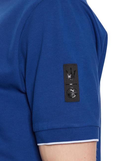 MASERATI Polo de manga corta de algodón elástico azul eléctrico - camisa polo