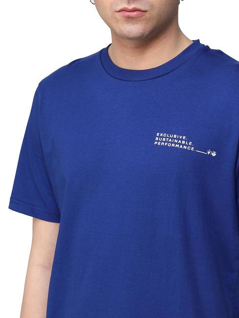 MASERATI Camiseta de algod&oacute;n con estampado azul el&eacute;ctrico - camiseta