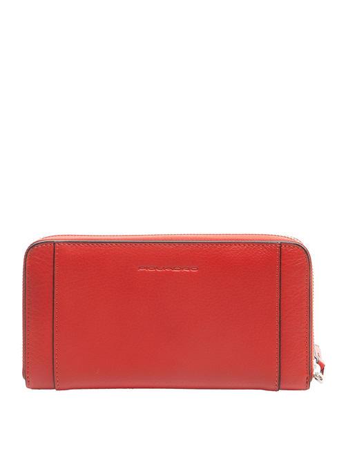 MUSE Cartera grande de piel con cremallera ROJO - Carteras Mujer