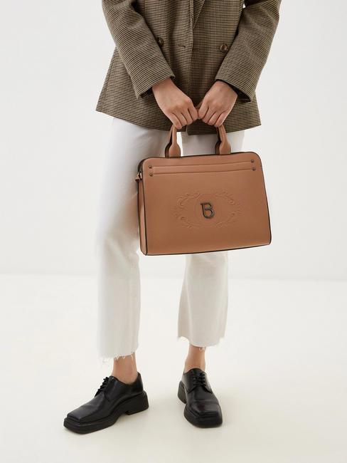 TB LOGO Bolso maletín con bandolera BEIGE - Bolsos Mujer