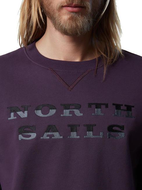 LETTERING LOGO Sudadera de algodón con cuello redondo ciruela oscura - Sudaderas