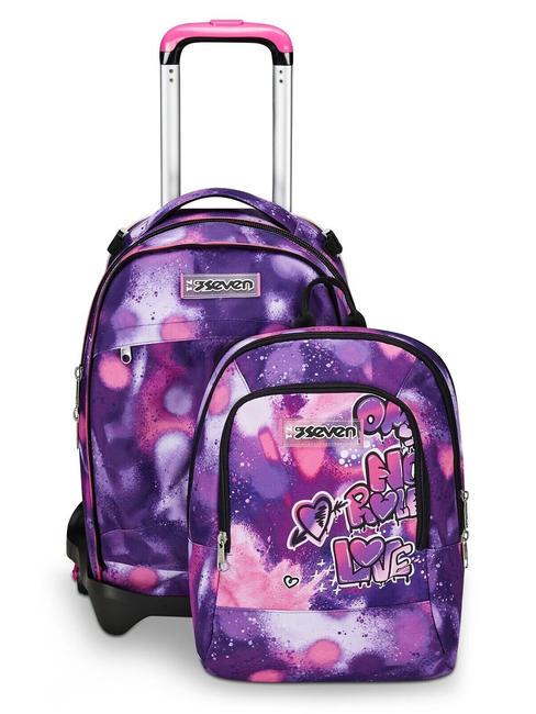 DETACH BUBBLE STREET Carro mochila doble desmontable VIOLETA ROSA - Mochilas con ruedas