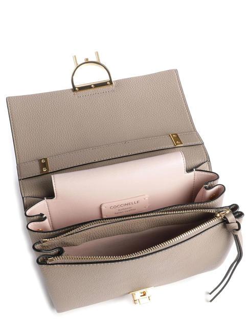 ARLETTIS Bolso de mano de piel martillada topo cálido - Bolsos Mujer