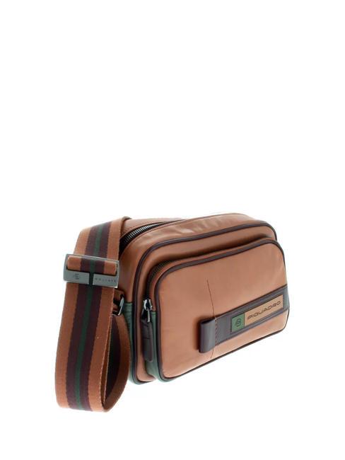 CAMPIONARIO -  FEBO Bolso de cuero BEIGE / VERDE - Bandoleras Hombre