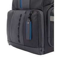 PIQUADRO Mochila URBAN FAST-CHECK, soporte para PC de 15,6 ", en cuero gris negro - Mochilas para portátil - 4