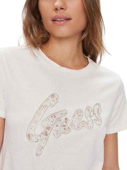 LACE Camiseta de algodón cremwhi - camiseta