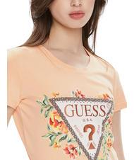 GUESS TRIANGLE FLOWERS Camiseta de algodón elástico cielo durazno - camiseta - 3