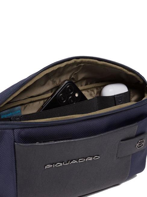 BRIEF 2 Riñonera de piel y tejido azul - Riñoneras