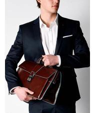 PIQUADRO BLUE SQUARE  Bolso médico de cuero caoba - Maletines de Trabajo - 5