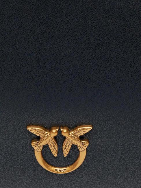 HORIZONTAL FLAT  Bolso bandolera, en piel. negro-oro antiguo - Bolsos Mujer