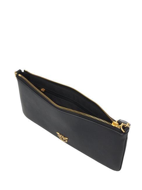 HORIZONTAL FLAT  Bolso bandolera, en piel. negro-oro antiguo - Bolsos Mujer