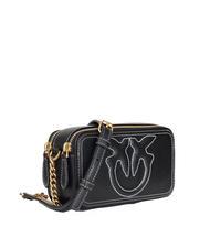 PINKO CARRIE Mini bolso bandolera, en piel. negro-oro antiguo - Bolsos Mujer - 2