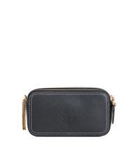 PINKO CARRIE Mini bolso bandolera, en piel. negro-oro antiguo - Bolsos Mujer - 3