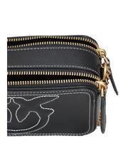 PINKO CARRIE Mini bolso bandolera, en piel. negro-oro antiguo - Bolsos Mujer - 4