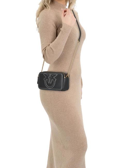 CARRIE Mini bolso bandolera, en piel. negro-oro antiguo - Bolsos Mujer