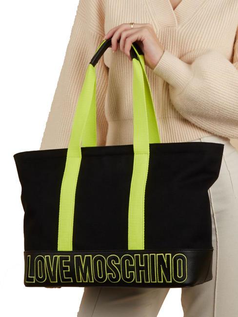 FREE TIME  Comprador de lona negro - Bolsos Mujer