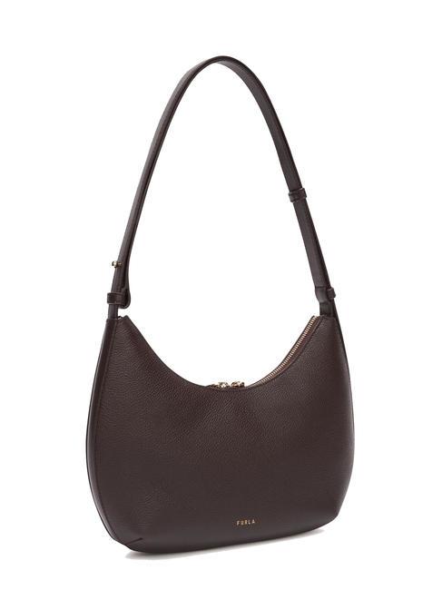 GOCCIA Bolso bandolera de piel martillada chocolate - Bolsos Mujer