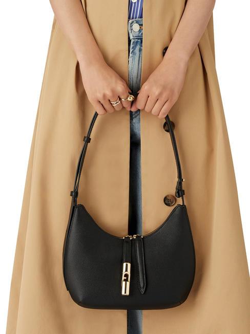 GOCCIA Bolso bandolera de piel martillada negro - Bolsos Mujer