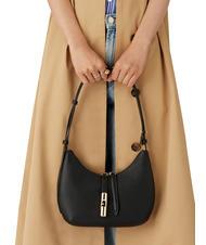 FURLA GOCCIA Bolso bandolera de piel martillada negro - Bolsos Mujer - 7