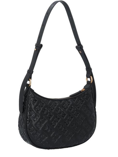 HALF MOON MINI  Bolso bandolera, en piel. negro-oro antiguo - Bolsos Mujer