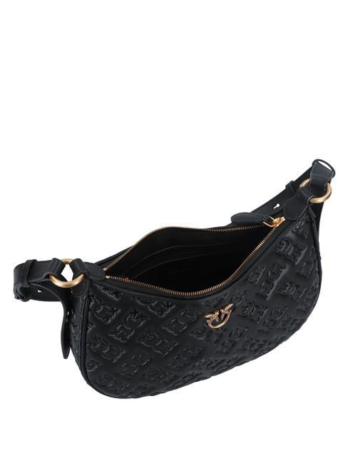 HALF MOON MINI  Bolso bandolera, en piel. negro-oro antiguo - Bolsos Mujer
