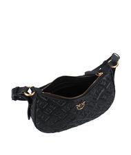 PINKO HALF MOON MINI  Bolso bandolera, en piel. negro-oro antiguo - Bolsos Mujer - 3