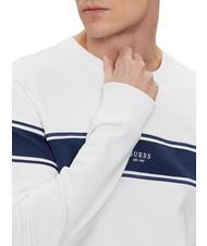 GUESS INSERTED STRIPE Sudadera de algodón con cuello redondo purwhite - Sudaderas - 3