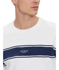 GUESS INSERTED STRIPE Sudadera de algodón con cuello redondo purwhite - Sudaderas - 4