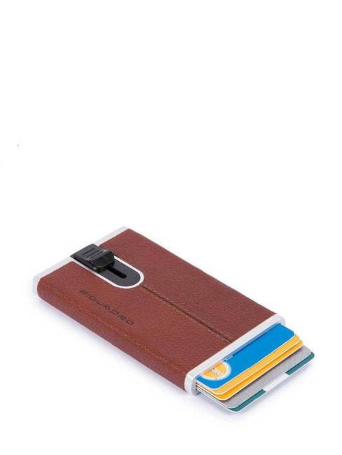  NEGRO CUADRADO Tarjetero met&aacute;lico forrado en piel CUERO - Carteras Hombre