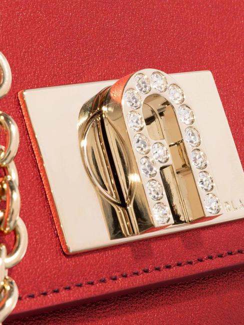 1927 Mini bolso en piel metalizada rojo veneciano - Bolsos Mujer