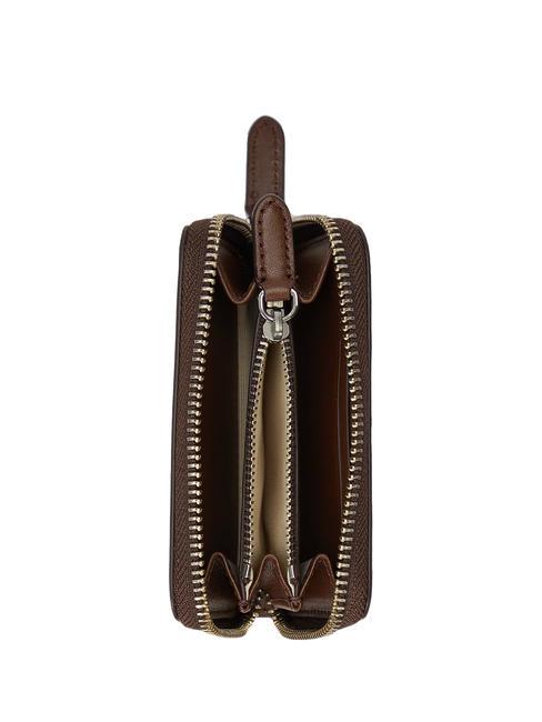 RL LOGO Cartera pequeña de piel con cremallera caoba oscura - Carteras Mujer