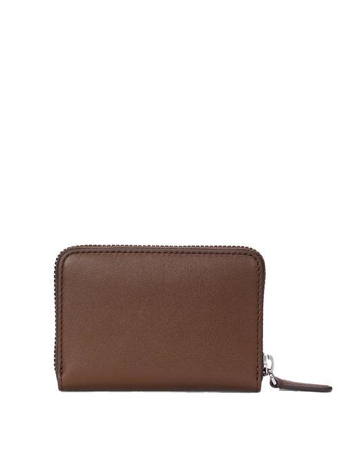 RL LOGO Cartera pequeña de piel con cremallera caoba oscura - Carteras Mujer