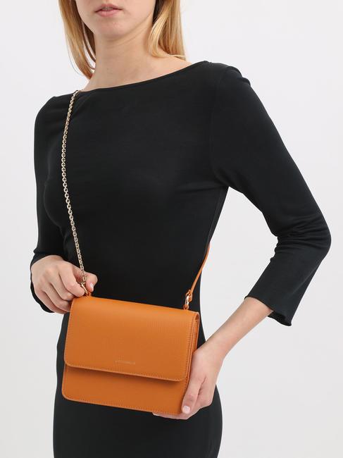 ANNE Mini bolso con solapa de piel martillada pimenton - Bolsos Mujer