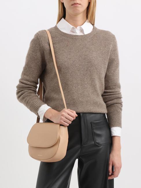 CHERRY Bolso bandolera mini de piel tostado - Bolsos Mujer