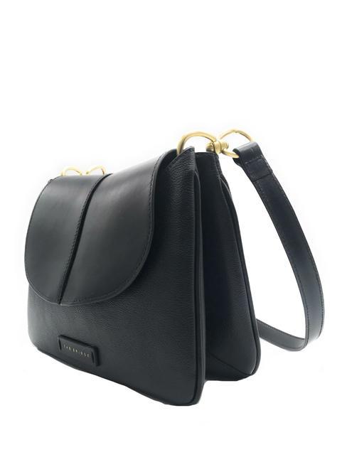 ELISABETTA Bolso bandolera de piel con solapa Oro negro - Bolsos Mujer