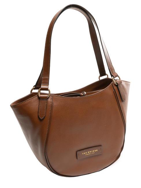 DOMITILLA  Shopper de hombro, en piel. BROWN - Bolsos Mujer